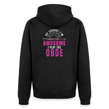Oboe - Unisex Premium Bio Zip Hoodie - Schwarz - Hinten - Nico (187cm)