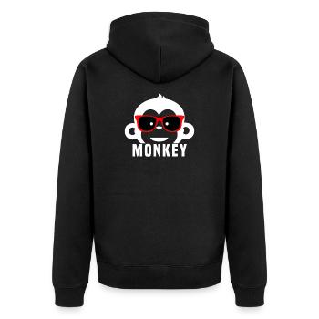 Affe - Unisex Premium Bio Zip Hoodie - Schwarz - Hinten - Nico (187cm)
