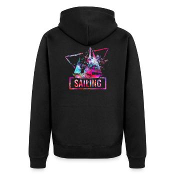 sailing - Unisex Premium Organic Zip Hoodie - black - Back - Nico (187cm)