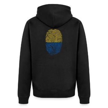 Ukraine - Unisex Premium Bio Zip Hoodie - Schwarz - Hinten - Nico (187cm)
