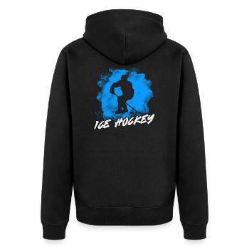 Eishockey - Unisex Premium Bio Zip Hoodie - Schwarz - Hinten - Nico (187cm)
