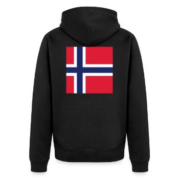 Drapeau carré Norvège - Veste à capuche bio Premium Unisexe - noir - Dos - Nico (187cm)