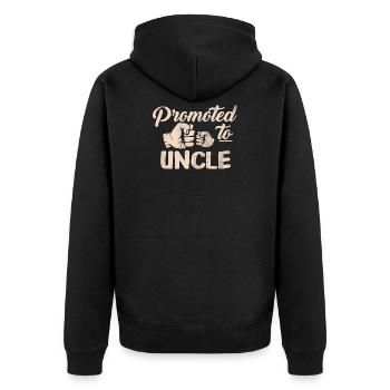 Onkel - Unisex Premium Bio Zip Hoodie - Schwarz - Hinten - Nico (187cm)