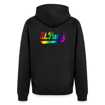 St Pauli Hamburg rainbow - Unisex Premium Organic Zip Hoodie - black - Back - Nico (187cm)