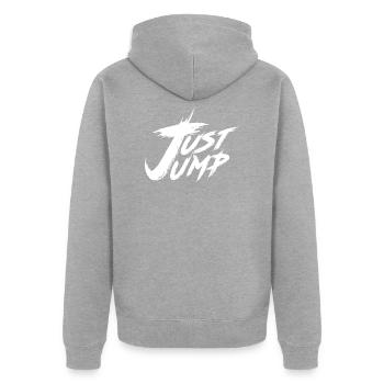 Just Jump Skydiver Just jump - Veste à capuche bio Premium Unisexe - gris chiné - Dos - Nico (187cm)