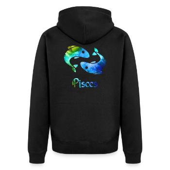 Fische - Unisex Premium Bio Zip Hoodie - Schwarz - Hinten - Nico (187cm)