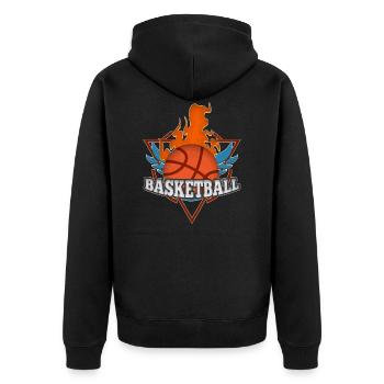 Sports basketball - Unisex Premium Organic Zip Hoodie - black - Back - Nico (187cm)