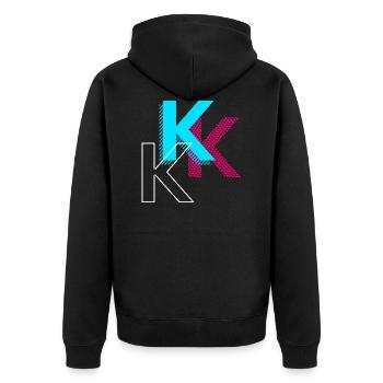 K - Unisex Premium Bio Zip Hoodie - Schwarz - Hinten - Nico (187cm)