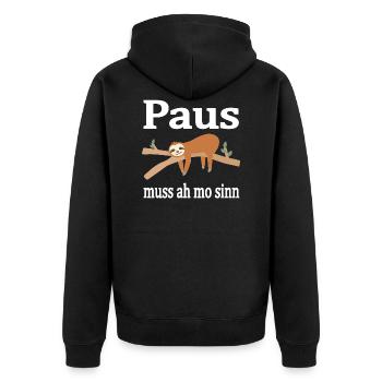 Saarländer Faultier - Unisex Premium Bio Zip Hoodie - Schwarz - Hinten - Nico (187cm)