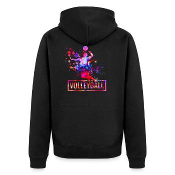 Volleyball - Unisex Premium Bio Zip Hoodie - Schwarz - Hinten - Nico (187cm)