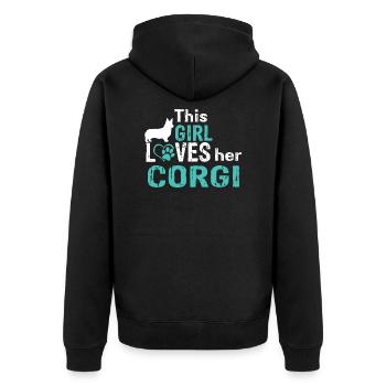 Pembroke Welsh Corgi - Unisex Premium Organic Zip Hoodie - black - Back - Nico (187cm)