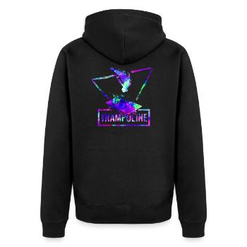 Trampolin - Unisex Premium Bio Zip Hoodie - Schwarz - Hinten - Nico (187cm)