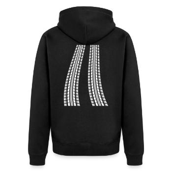 2 TIRE TRACKS TIRE TRACKS - Unisex Premium Organic Zip Hoodie - black - Back - Nico (187cm)
