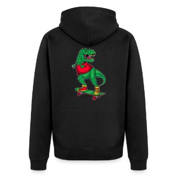 Skater Dino Skatboarder Skateboard Skating Dinosaur - Unisex Premium Organic Zip Hoodie - black - Back - Nico (187cm)
