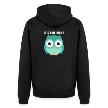 Eule - Unisex Premium Bio Zip Hoodie - Schwarz - Hinten - Nico (187cm)