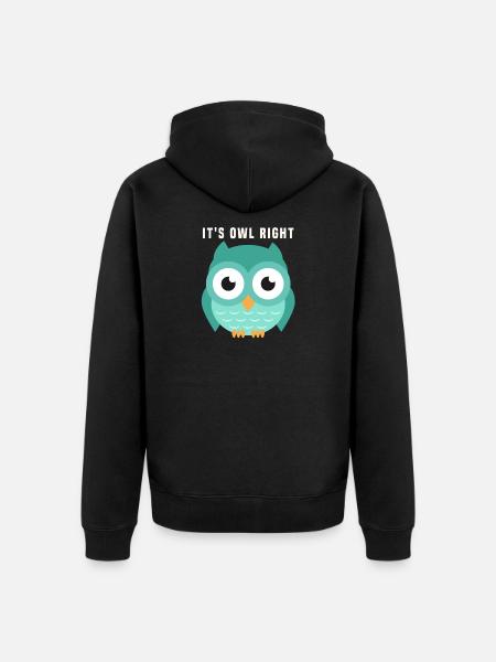 Eule - Unisex Premium Bio Zip Hoodie - Schwarz