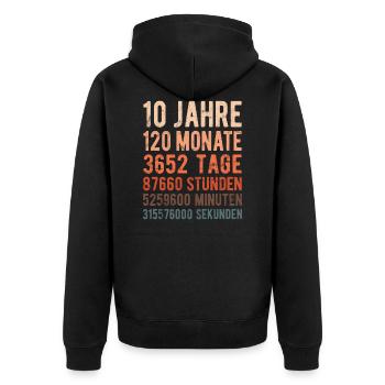 10 Jahre Geburtstag Hochzeitstag Jubiläum - Unisex Premium Bio Zip Hoodie - Schwarz - Hinten - Nico (187cm)