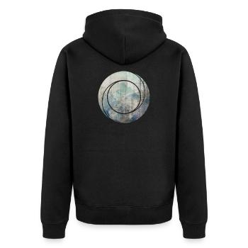 Berg natur geometrie - Unisex Premium Bio Zip Hoodie - Schwarz - Hinten - Nico (187cm)