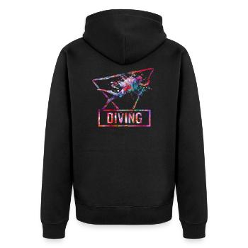 diving - Unisex Premium Organic Zip Hoodie - black - Back - Nico (187cm)