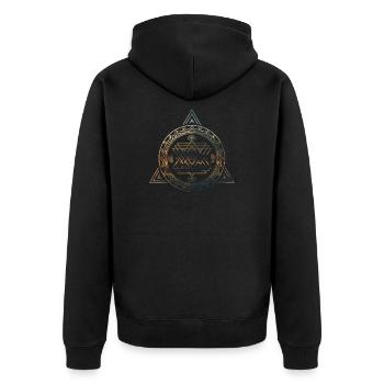 sacred illuminated geometry - Unisex Premium Organic Zip Hoodie - black - Back - Nico (187cm)