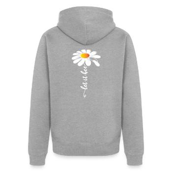 let it bee Gänseblümchen Margerite Blumenmotiv - Unisex Premium Bio Zip Hoodie - Grau meliert - Hinten - Nico (187cm)