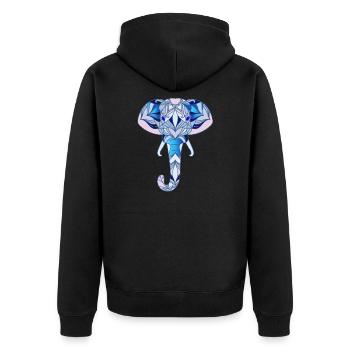 Elefant Mandala Tiere Yoga Tier Kunst Geschenk - Unisex Premium Bio Zip Hoodie - Schwarz - Hinten - Nico (187cm)