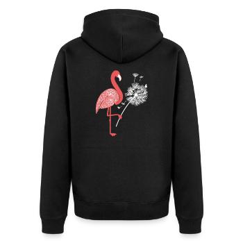 Flamingo Pusteblume Mandala Geschenk Damen - Unisex Premium Bio Zip Hoodie - Schwarz - Hinten - Nico (187cm)