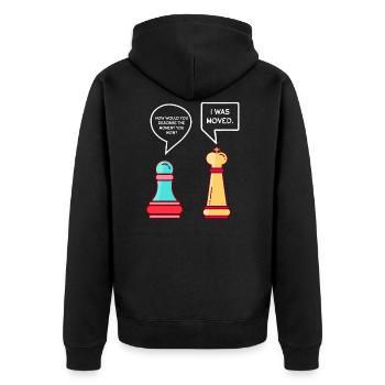 Funny chess pieces - Unisex Premium Organic Zip Hoodie - black - Back - Nico (187cm)