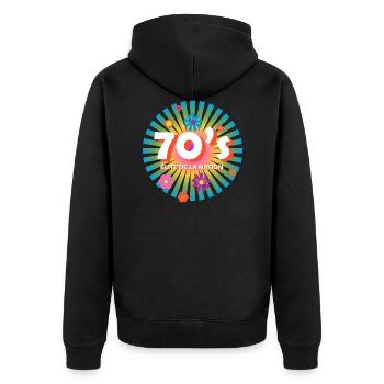 Logo 70s élite de la nation - Veste à capuche bio Premium Unisexe - noir - Dos - Nico (187cm)