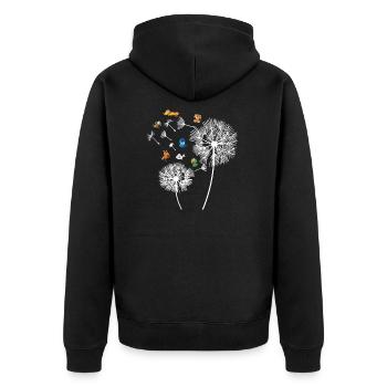 Dog Dandelion Dogs Flowers Gift Mistress - Unisex Premium Organic Zip Hoodie - black - Back - Nico (187cm)