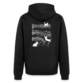 Cats Musician Funny Clef Gift - Unisex Premium Organic Zip Hoodie - black - Back - Nico (187cm)