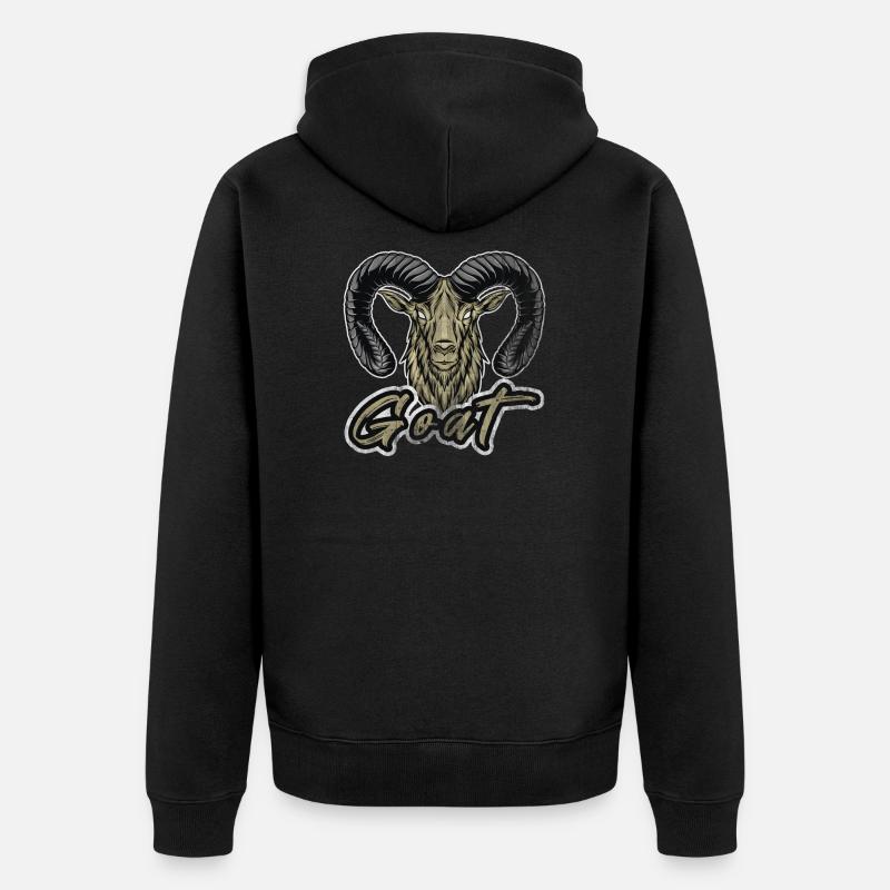 Ziege - Unisex Premium Bio Zip Hoodie - Schwarz