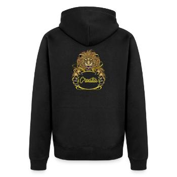 Kroatien - Unisex Premium Bio Zip Hoodie - Schwarz - Hinten - Nico (187cm)