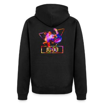 Judokämpfer-Kampfsportarten - Unisex Premium Bio Zip Hoodie - Schwarz - Hinten - Nico (187cm)