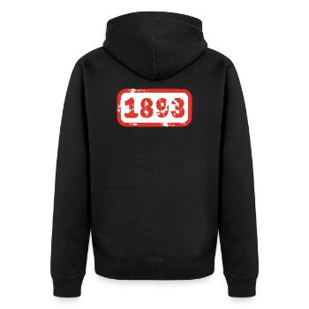 Stuttgart Schild - Unisex Premium Bio Zip Hoodie - Schwarz - Hinten - Nico (187cm)