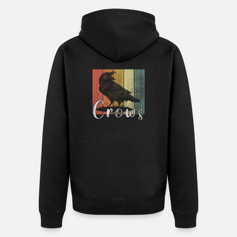 Krähen - Unisex Premium Bio Zip Hoodie - Schwarz
