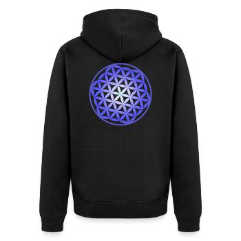 Blume des Lebens - Unisex Premium Bio Zip Hoodie - Schwarz - Hinten - Nico (187cm)
