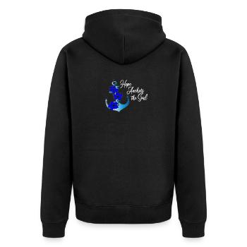 Anker Hoffnung Blumen - Unisex Premium Bio Zip Hoodie - Schwarz - Hinten - Nico (187cm)