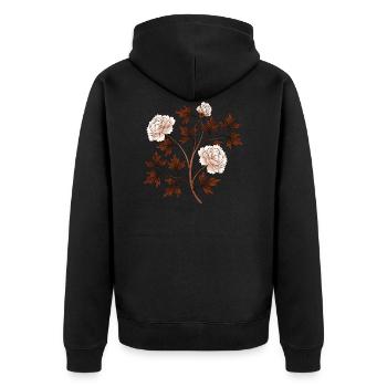 Blumen - Unisex Premium Bio Zip Hoodie - Schwarz - Hinten - Nico (187cm)