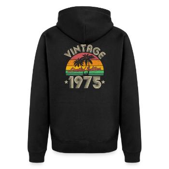 Vintage 1975 Retro 1975 Geburtstag - Unisex Premium Bio Zip Hoodie - Schwarz - Hinten - Nico (187cm)