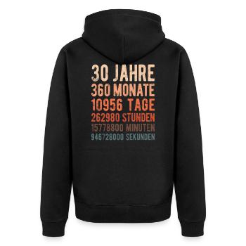 30. Geburtstag - Hochzeitstag, Jubiläum - Unisex Premium Bio Zip Hoodie - Schwarz - Hinten - Nico (187cm)