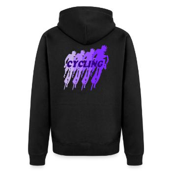 Cycling - Unisex Premium Organic Zip Hoodie - black - Back - Nico (187cm)