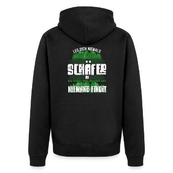 Schäfer Schafe Schaf Hirte Geschenk - Unisex Premium Bio Zip Hoodie - Schwarz - Hinten - Nico (187cm)