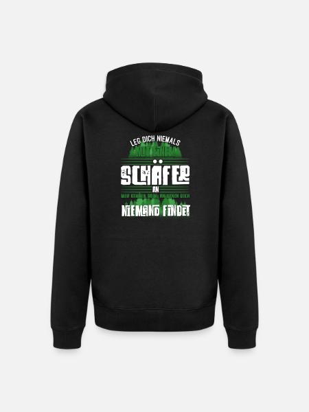 Schäfer Schafe Schaf Hirte Geschenk - Unisex Premium Bio Zip Hoodie - Schwarz