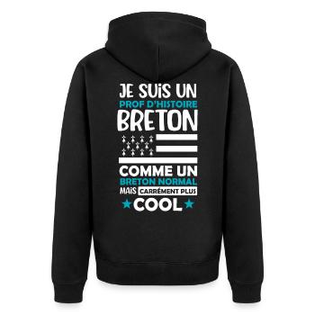Prof d'histoire breton cadeau drôle bretagne - Veste à capuche bio Premium Unisexe - noir - Dos - Nico (187cm)