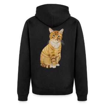 Chat rouge assis - Veste à capuche bio Premium Unisexe - noir - Dos - Nico (187cm)