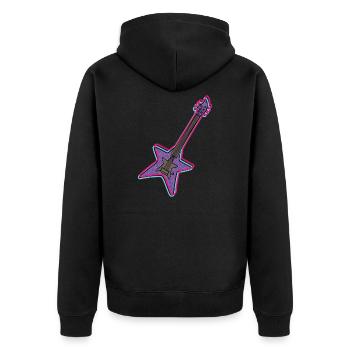Rock E-Gitarre Design für Rockmusik-Liebhaber - Unisex Premium Bio Zip Hoodie - Schwarz - Hinten - Nico (187cm)