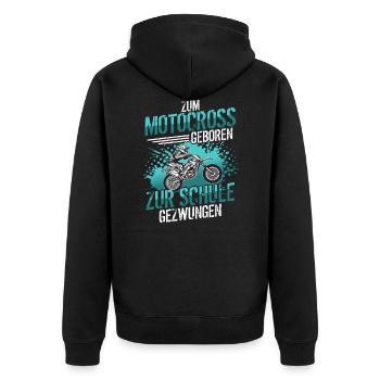 Motocross Dirt Bike Spruch Kinder Geschenk - Unisex Premium Bio Zip Hoodie - Schwarz - Hinten - Nico (187cm)