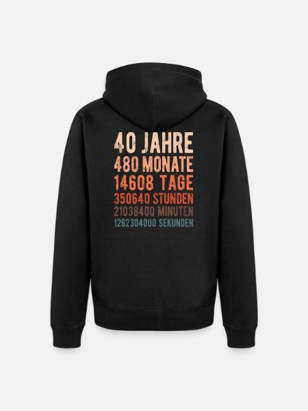 40th birthday wedding anniversary - Unisex Premium Organic Zip Hoodie - black