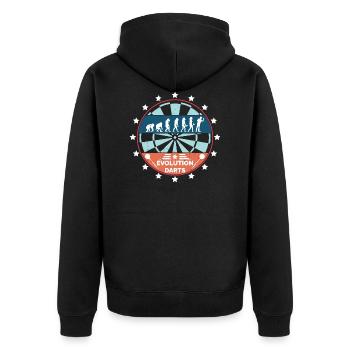 Evolution Darts Dartspieler Dartboard Dartpfeil - Unisex Premium Bio Zip Hoodie - Schwarz - Hinten - Nico (187cm)
